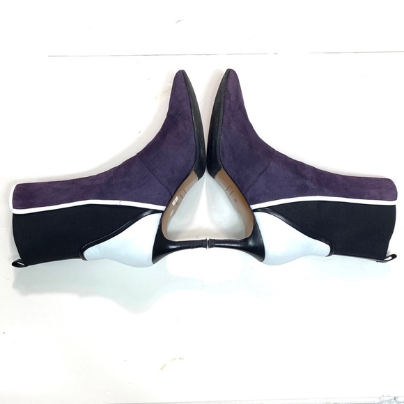 & Other Stories Color-Block Suede Pointed Toe Kitten Heel Mid Boots Purple Sz 9 - Picture 10 of 15